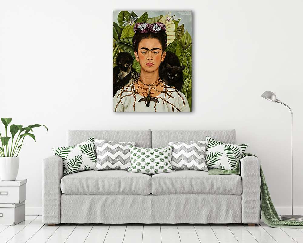 Önarckép tövises nyaklánccal és kolibrival (fotótapéta) - vászonkép, falikép otthonra és irodába