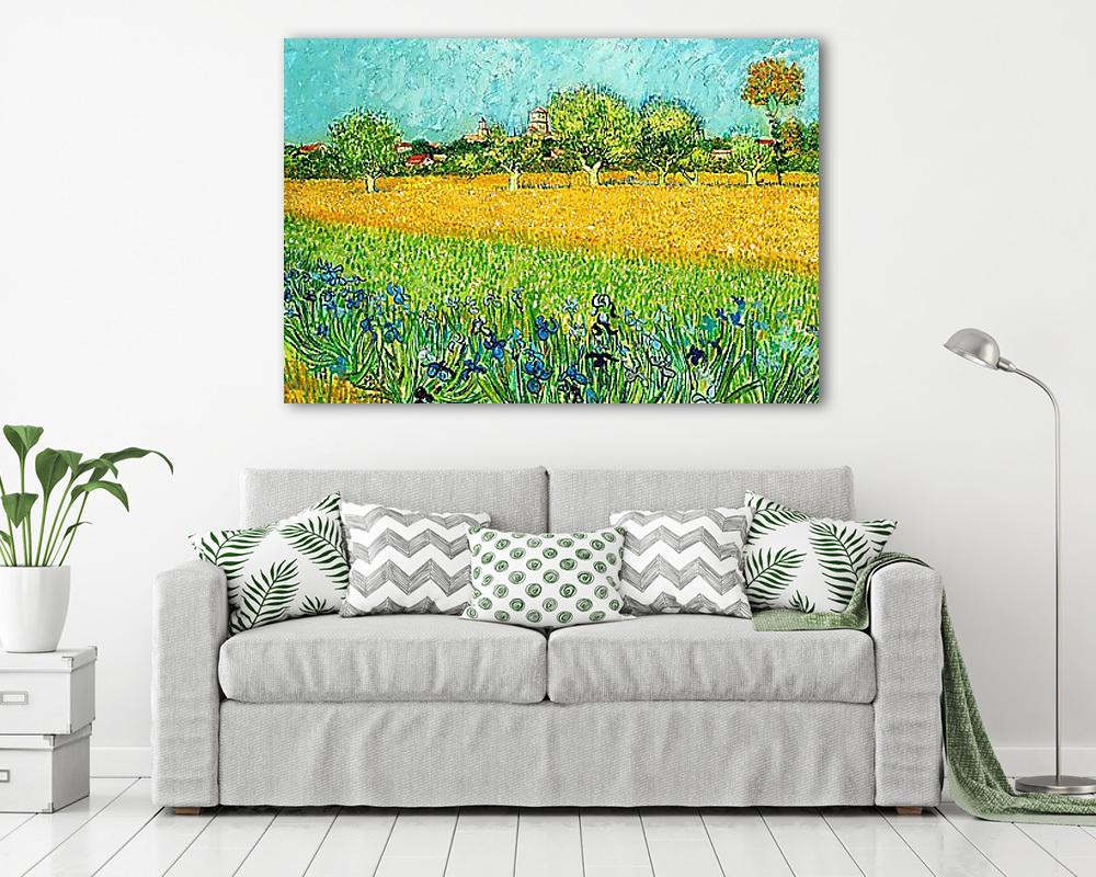 Arles látképe íriszekkel az előtérben (szín. részlet, 1888) - vászonkép, falikép vásárlás Arles látképe íriszekkel az előtérben (szín. részlet, 1888) (poszter) - vászonkép, falikép otthonra és irodába