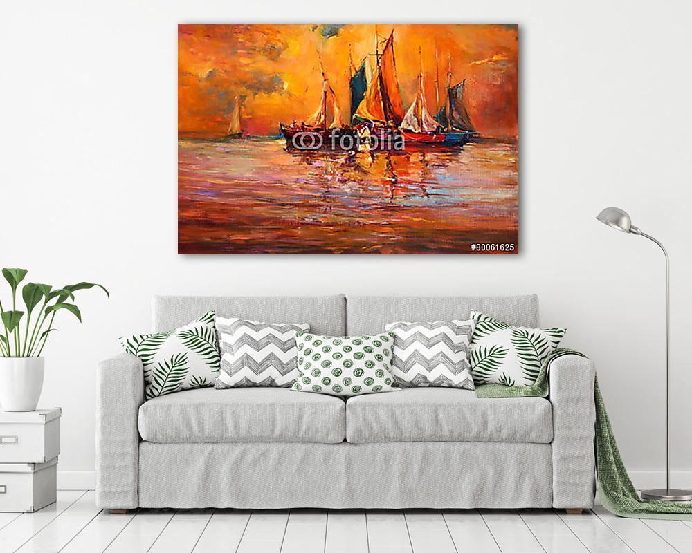 Csónakok és óceán (vászonkép) - vászonkép, falikép otthonra és irodába