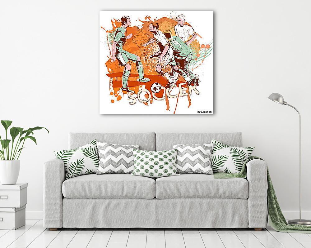 Labdarúgás Strike (keretezett kép) - vászonkép, falikép otthonra és irodába