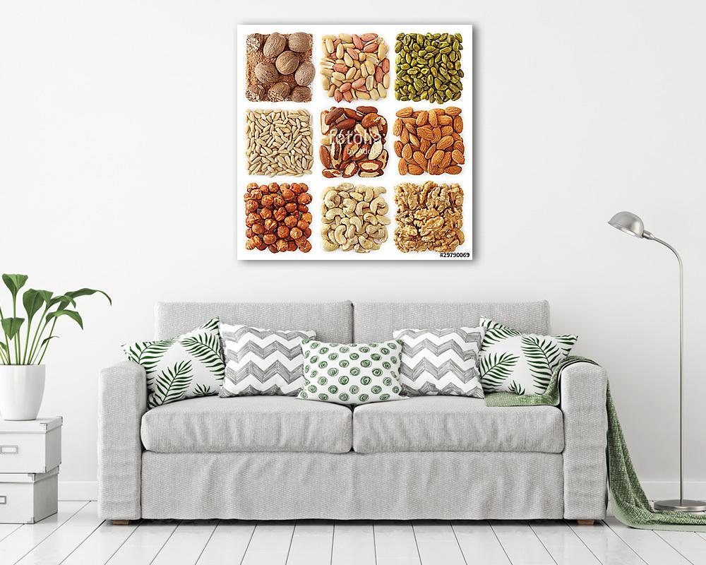 Nuts gyűjtemény elszigetelt fehér háttér - vászonkép, falikép vásárlás Nuts gyűjtemény elszigetelt fehér háttér (vászonkép) - vászonkép, falikép otthonra és irodába