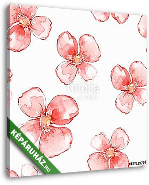 Floral seamless pattern. Watercolor background with red flowers  - vászonkép 3D látványterv