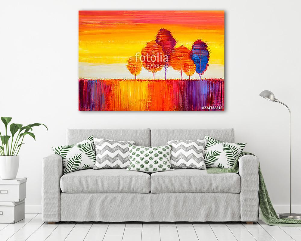 Őszi absztrakt tájkép (olajfestmény reprodukció) - vászonkép, falikép vásárlás Őszi absztrakt tájkép (olajfestmény reprodukció) (keretezett kép) - vászonkép, falikép otthonra és irodába