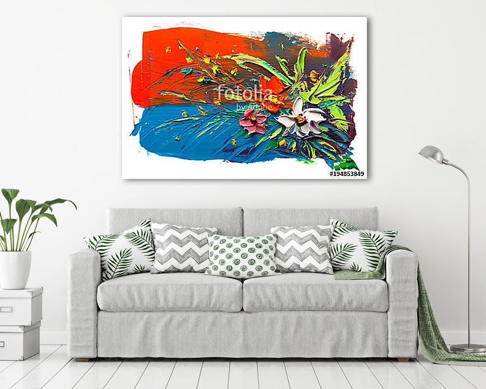 Absztrakt virágok kompozíciója 2 (olajfestmény reprodukció) - vászonkép, falikép vásárlás Absztrakt virágok kompozíciója 2 (olajfestmény reprodukció) (fotótapéta) - vászonkép, falikép otthonra és irodába