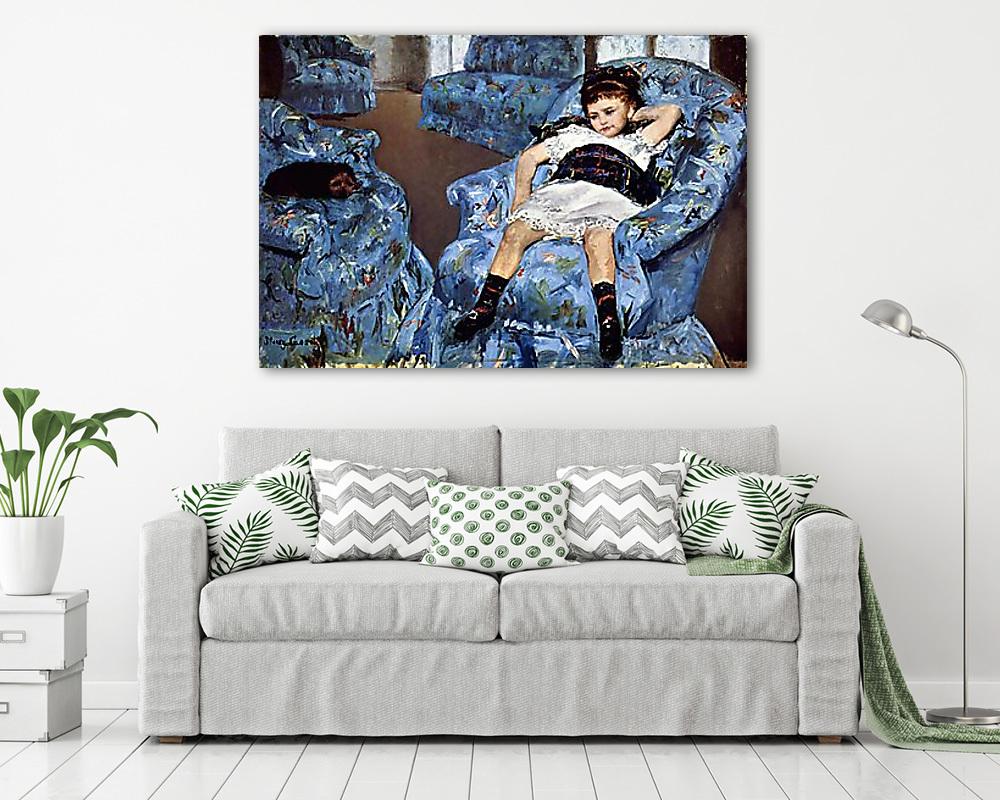 Kislány kék fotelben (vászonkép) - vászonkép, falikép otthonra és irodába