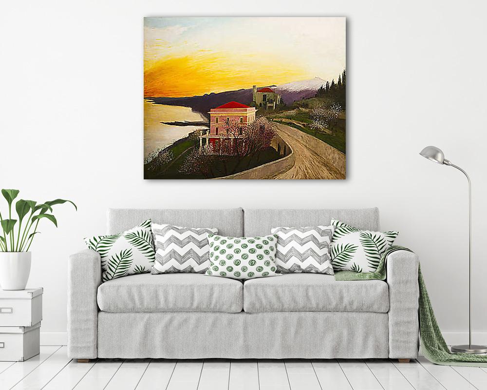 Virágzó mandulafa Taorminán - vászonkép, falikép vásárlás Virágzó mandulafa Taorminán (fotótapéta) - vászonkép, falikép otthonra és irodába