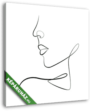Női profil (egyvonalas rajz, line art) - vászonkép 3D látványterv