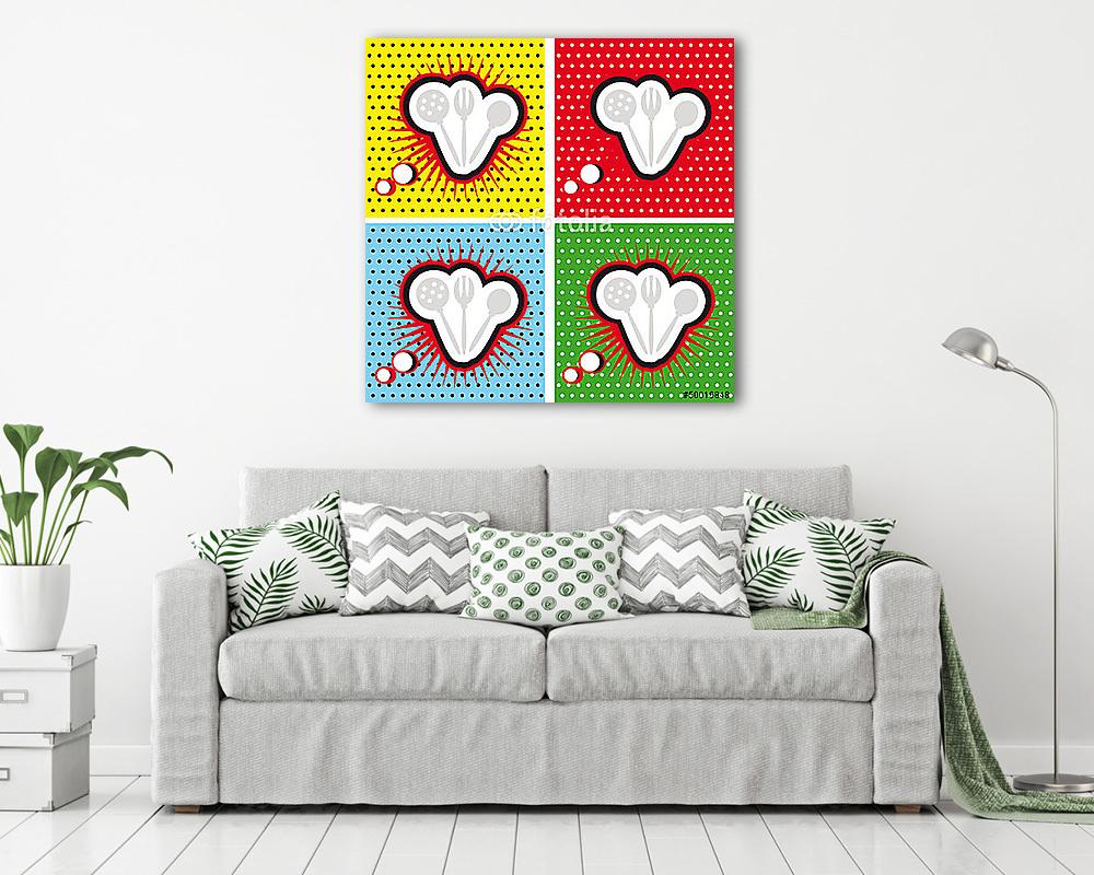 Pop Art, konyhai eszközök (többrészes kép) - vászonkép, falikép otthonra és irodába