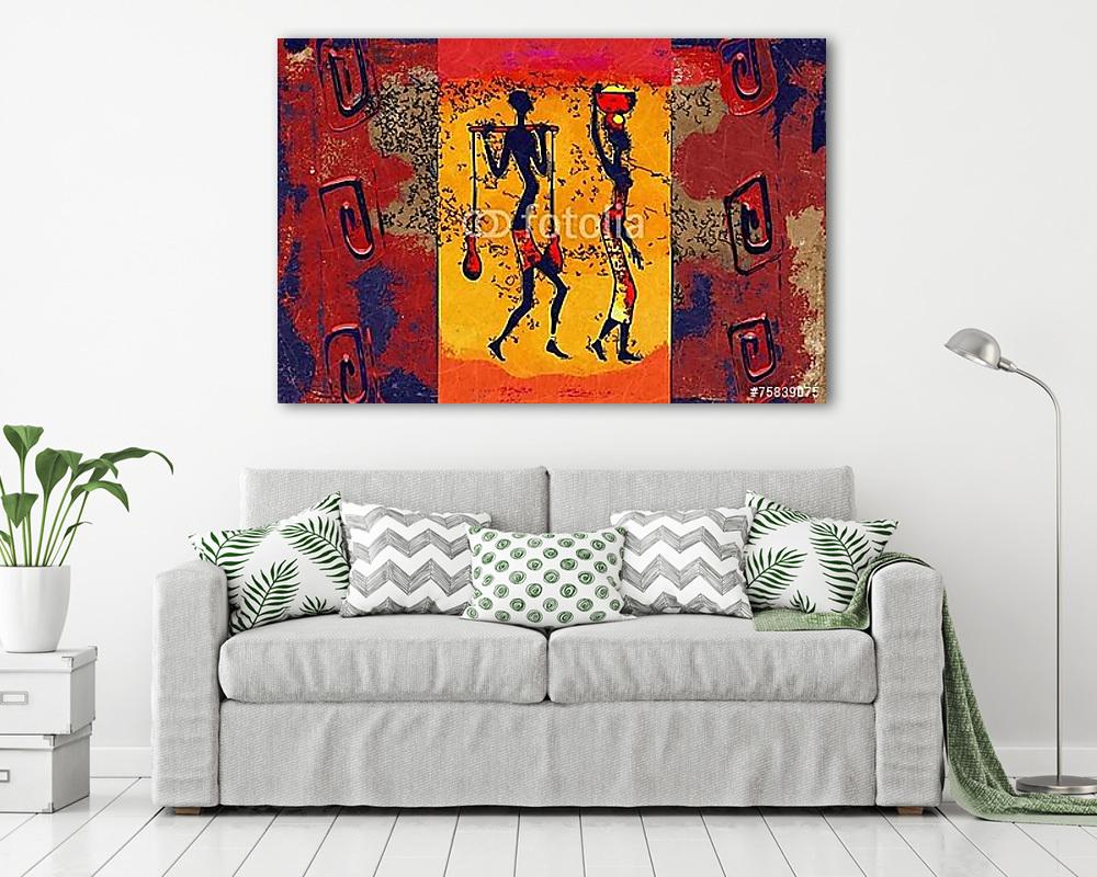Afrika retro vintage stílusban (keretezett kép) - vászonkép, falikép otthonra és irodába