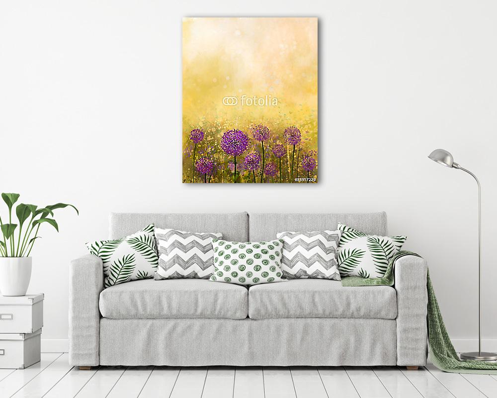 Olajfestés Lila hagyma virág a réteken - vászonkép, falikép vásárlás Olajfestés Lila hagyma virág a réteken (fotótapéta) - vászonkép, falikép otthonra és irodába