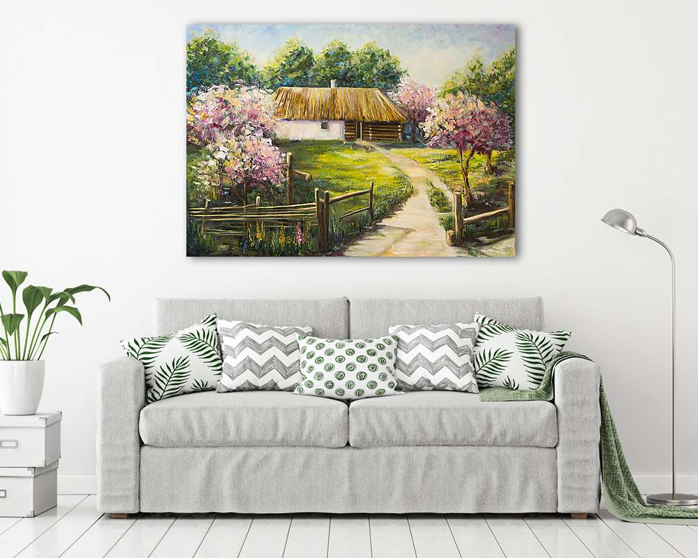 Falusi udvar (festmény) - vászonkép, falikép vásárlás Falusi udvar (festmény) (vászonkép) - vászonkép, falikép otthonra és irodába