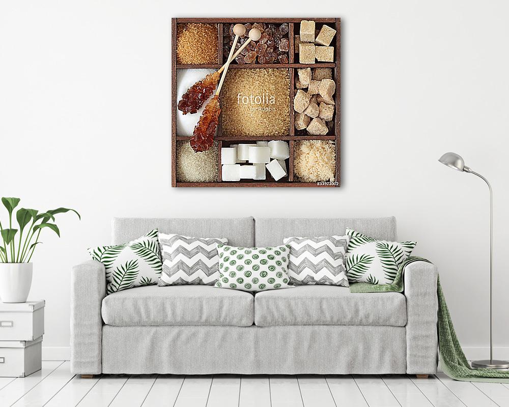 Különböző cukor fadobozban - vászonkép, falikép vásárlás Különböző cukor fadobozban (vászonkép) - vászonkép, falikép otthonra és irodába