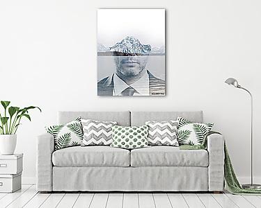 Businessman on landscape background (vászonkép) - vászonkép, falikép otthonra és irodába