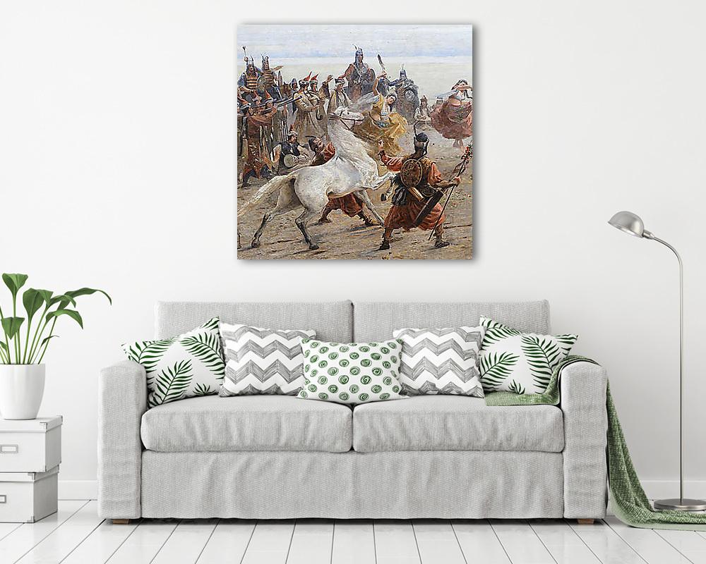 A táltos imája az oltár előtt (Magyarok bejövetele, részlet 2- A feláldozásra szánt fehér ló) - vászonkép, falikép vásárlás A táltos imája az oltár előtt (Magyarok bejövetele, részlet 2- A feláldozásra szánt fehér ló) (vászonkép) - vászonkép, falikép otthonra és irodába