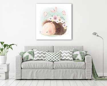 Akvarell erdei állatok - Álmodozó süni (vászonkép) - vászonkép, falikép otthonra és irodába