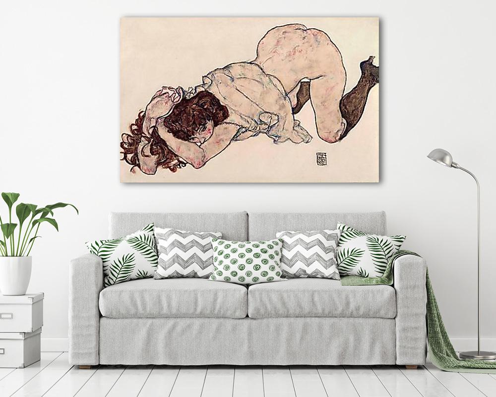 Könyöklő, térdelő hölgy (többrészes kép) - vászonkép, falikép otthonra és irodába