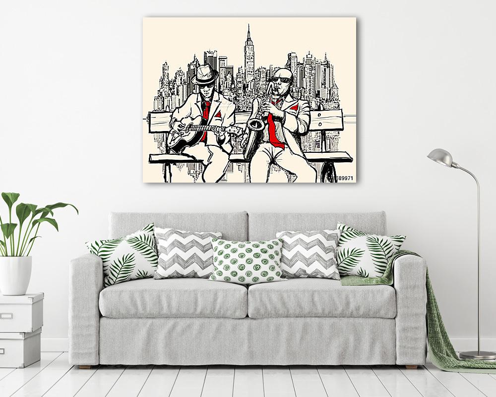 két jazzember New Yorkban játszik - vászonkép, falikép vásárlás két jazzember New Yorkban játszik (vászonkép) - vászonkép, falikép otthonra és irodába