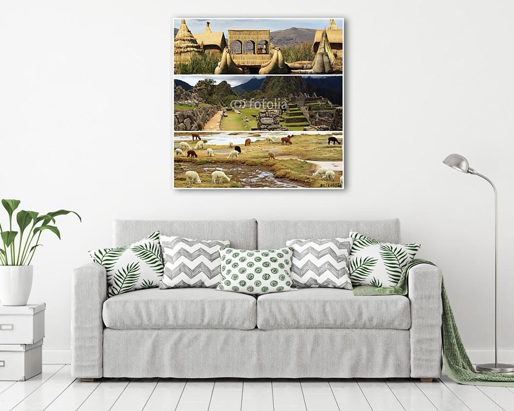 Peru kollázs a Machu Pichu és a Titicaca tó tájakkal (fotótapéta) - vászonkép, falikép otthonra és irodába