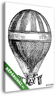 Hélium ballon viktoriánus metszete - vászonkép 3D látványterv