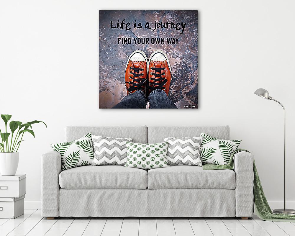 Az élet egy út, megtalálja a maga módján, idézet (fotótapéta) - vászonkép, falikép otthonra és irodába