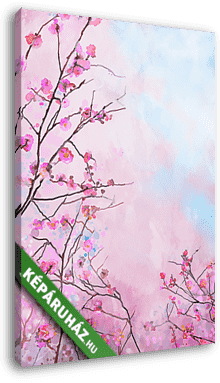 Festés rózsaszín japán cseresznye - sakura virágos Tavaszi virág - vászonkép 3D látványterv