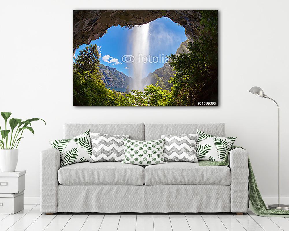 Vízesés Saltillo, nemzeti park Lanin, Patagonia, Argentína (többrészes kép) - vászonkép, falikép otthonra és irodába