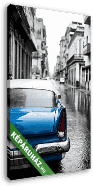 Kék autó Havanna utcáin  - vászonkép 3D látványterv