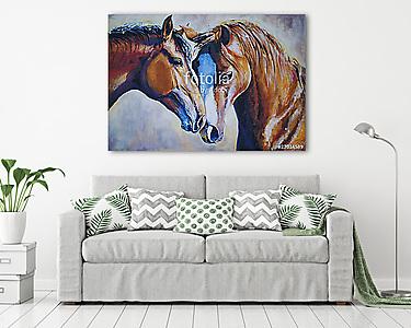 Ló pár (akvarell) (vászonkép) - vászonkép, falikép otthonra és irodába
