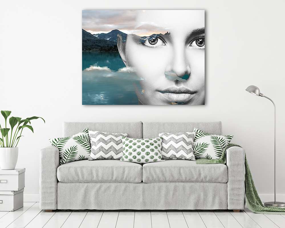 Young woman and nature landscape (poszter) - vászonkép, falikép otthonra és irodába