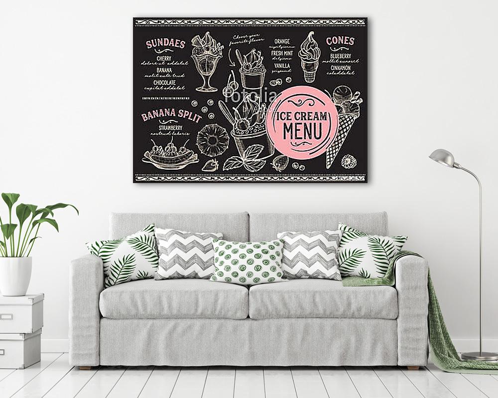 Ice cream restaurant menu. Vector dessert food flyer for bar and (vászonkép) - vászonkép, falikép otthonra és irodába