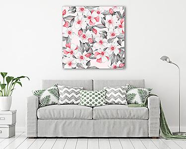 Floral seamless pattern 1. Watercolor background with white flow (vászonkép) - vászonkép, falikép otthonra és irodába