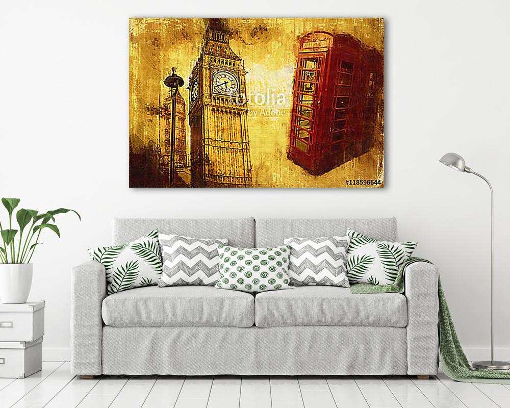 London oil art illustration (bögre) - vászonkép, falikép otthonra és irodába
