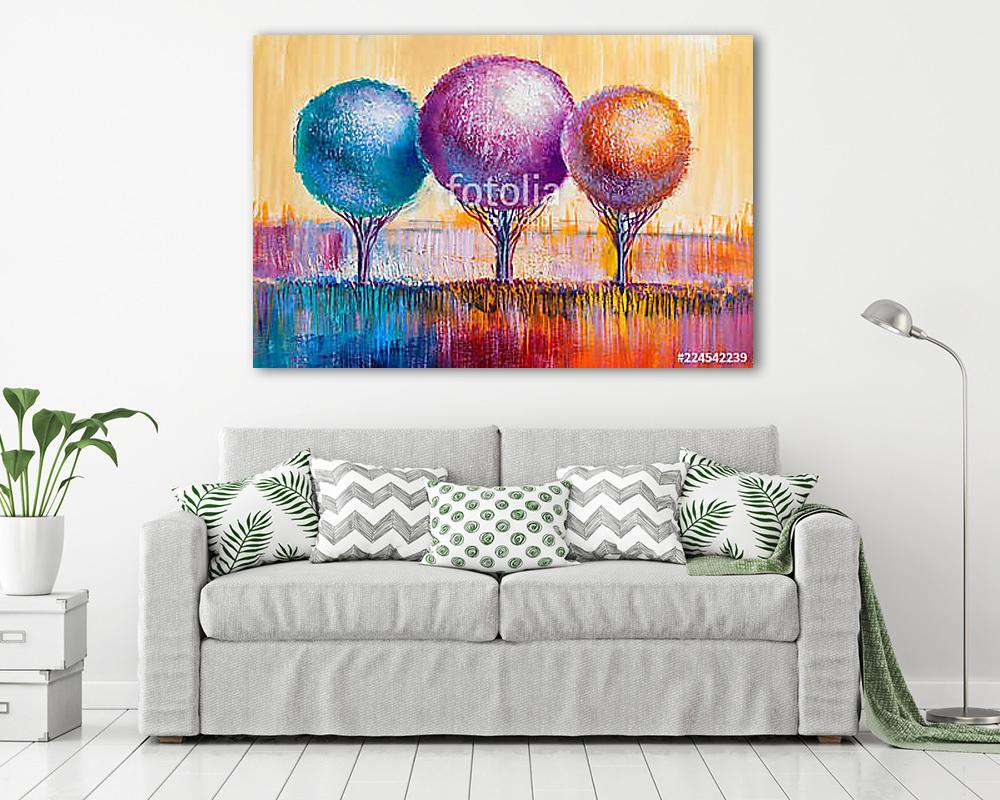 Mesebeli fák (olajfestmény reprodukció) - vászonkép, falikép vásárlás Mesebeli fák (olajfestmény reprodukció) (fotótapéta) - vászonkép, falikép otthonra és irodába