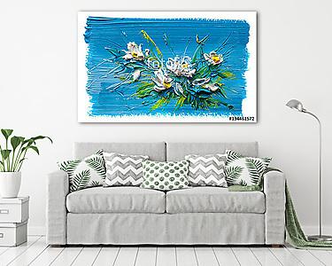 Absztrakt fehér virágok kompozíciója (olajfestmény reprodukció) (vászonkép) - vászonkép, falikép otthonra és irodába