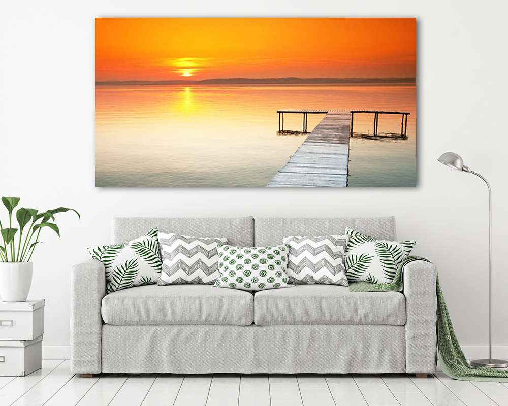 Móló naplementében a Balatonnál - vászonkép, falikép vásárlás Móló naplementében a Balatonnál (vászonkép) - vászonkép, falikép otthonra és irodába