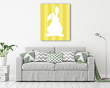 DIY - Húsvéti nyuszi, sárga csíkos háttérrel 2. (vászonkép) - vászonkép, falikép otthonra és irodába