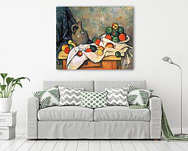 Csendélet drapériával, kancsóval és gyümölcstállal (vászonkép) - vászonkép, falikép otthonra és irodába