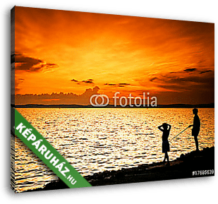 Sunset in Hungary lake Balaton - vászonkép 3D látványterv