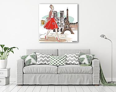 A vörös szoknyás nő, Párizsban (vászonkép) - vászonkép, falikép otthonra és irodába