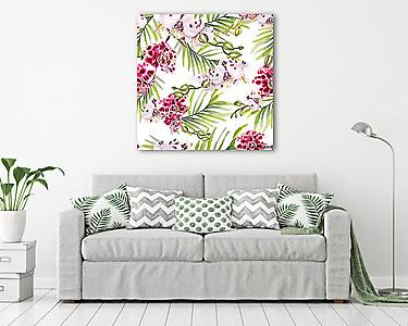 Beautiful watercolor pattern with orchid flowers.  (vászonkép) - vászonkép, falikép otthonra és irodába