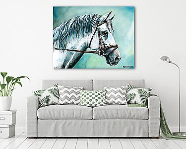 Szürke ló (akvarell) (vászonkép) - vászonkép, falikép otthonra és irodába