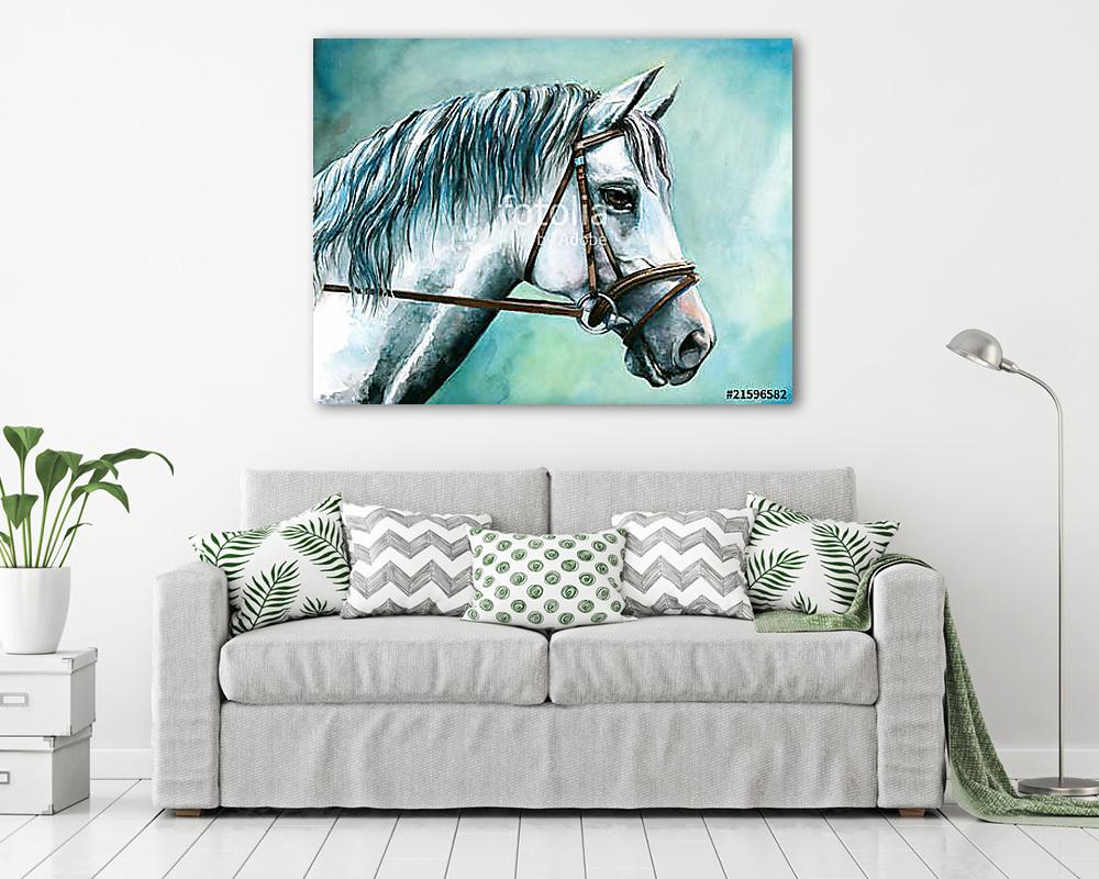 Szürke ló (akvarell) (keretezett kép) - vászonkép, falikép otthonra és irodába