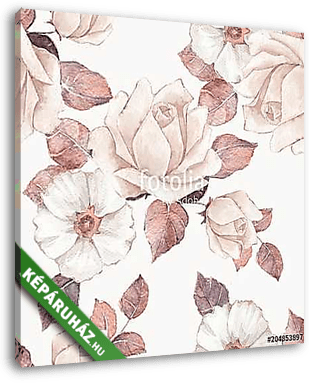 Delicate flowers. Watercolor floral seamless pattern 3. Pastel c - vászonkép 3D látványterv