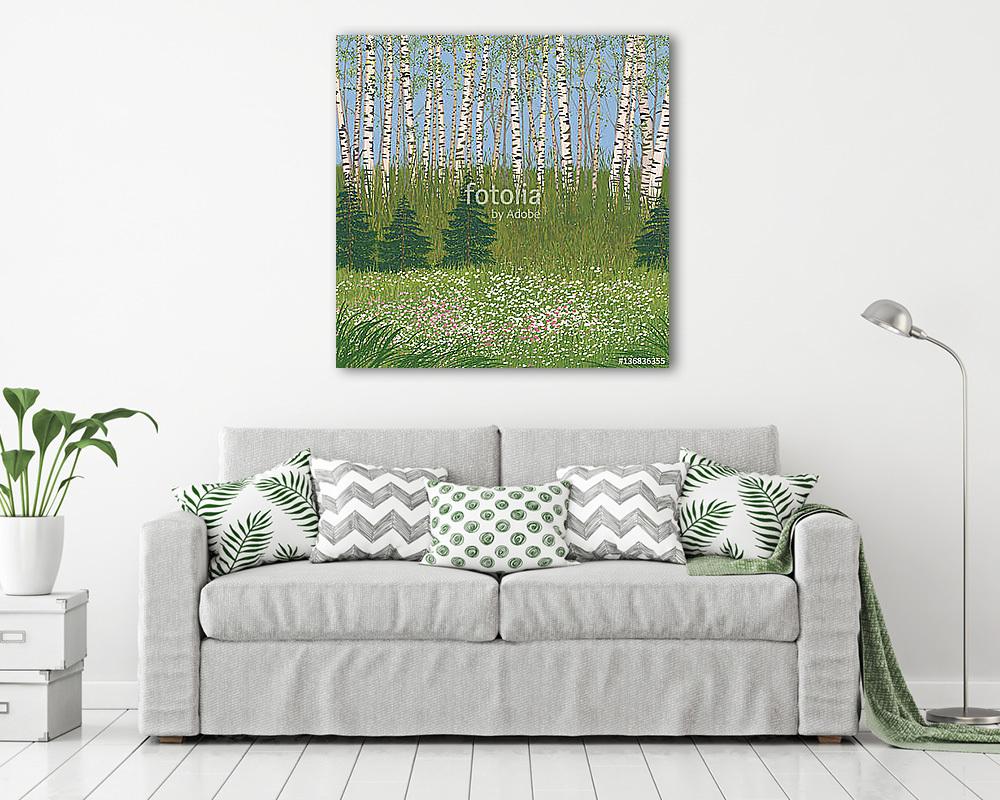 Nyírfa erdő fenyőkkel - vászonkép, falikép vásárlás Nyírfa erdő fenyőkkel (vászonkép) - vászonkép, falikép otthonra és irodába