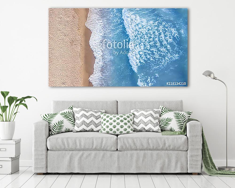 Wave on the beach as a background. Beautiful natural background at the summer time. Aerial seascape from drone at the summer tim - vászonkép, falikép vásárlás Wave on the beach as a background. Beautiful natural background at the summer time. Aerial seascape from drone at the summer tim (vászonkép) - vászonkép, falikép otthonra és irodába