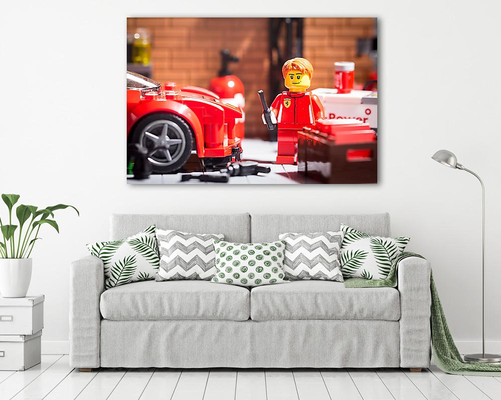 LEGO Racer - Ferrari garázs (keretezett kép) - vászonkép, falikép otthonra és irodába