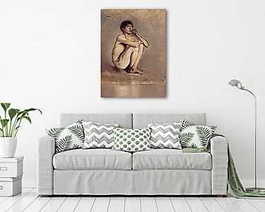 Ülő fiú aktképe (tanulmány) (vászonkép) - vászonkép, falikép otthonra és irodába