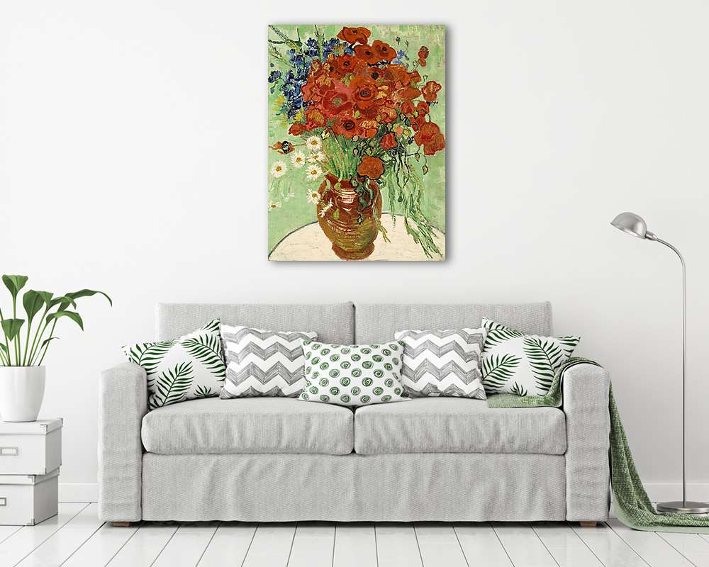 Pipacsok és százszorszépek vázában (1890) - vászonkép, falikép vásárlás Pipacsok és százszorszépek vázában (1890) (poszter) - vászonkép, falikép otthonra és irodába
