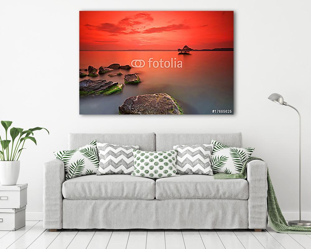 Sunset in Hungary lake Balaton - vászonkép, falikép vásárlás Sunset in Hungary lake Balaton (vászonkép) - vászonkép, falikép otthonra és irodába