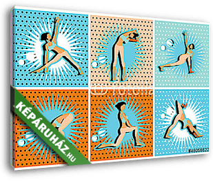 Pop Art,  jóga és pilates gyakorlatok - vászonkép 3D látványterv